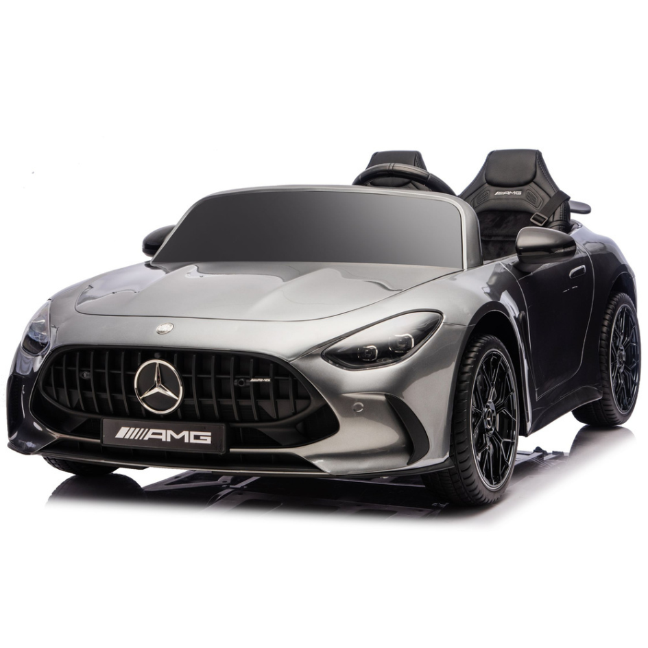 Coche Eléctrico para Niño MERCEDES GT63 24v XXL Gris Metalizado c/ MP4, RUEDAS DE GOMA & ASIENTO DE PIEL