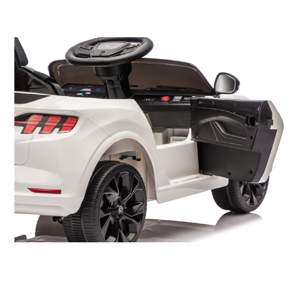 Coche Eléctrico para niño FORD MUSTANG MACH-E 24v Blanco c/ RODAS DE BORRACHA & ASIENTO EN PELE