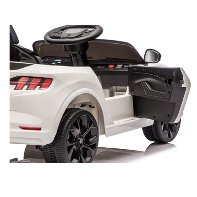 Coche Eléctrico para niño FORD MUSTANG MACH-E 24v Blanco c/ RODAS DE BORRACHA & ASIENTO EN PELE