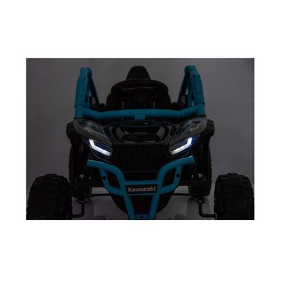Coche Eléctrico para niño KAWASAKI 24V Negro y Azul c/ RUEDAS DE GOMA & ASIENTO DE PIEL