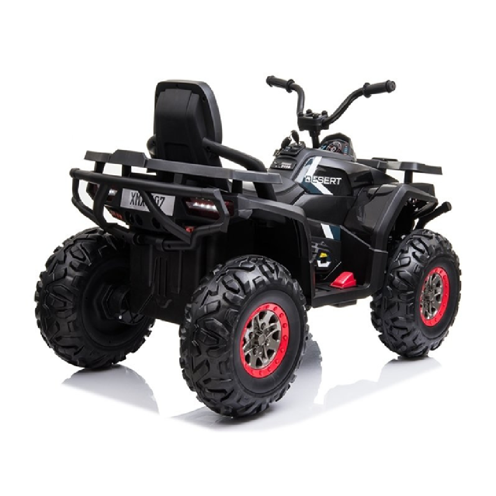 Moto Eléctrica para Niño QUAD DESERT 12V Negra c/ RODAS DE BORRACHA & ASIENTO EN PELE