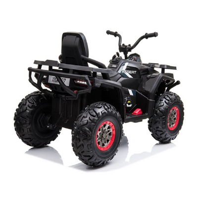 Moto Eléctrica para Niño QUAD DESERT 12V Negra c/ RODAS DE BORRACHA & ASIENTO EN PELE