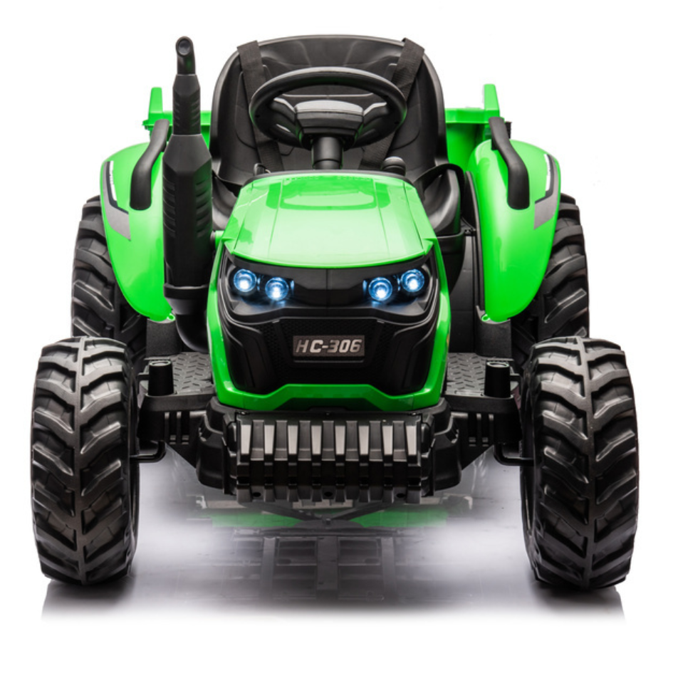 Tractor Eléctrico para Niño GROW c/ Remolque 24v Verde c/ RUEDAS DE GOMA