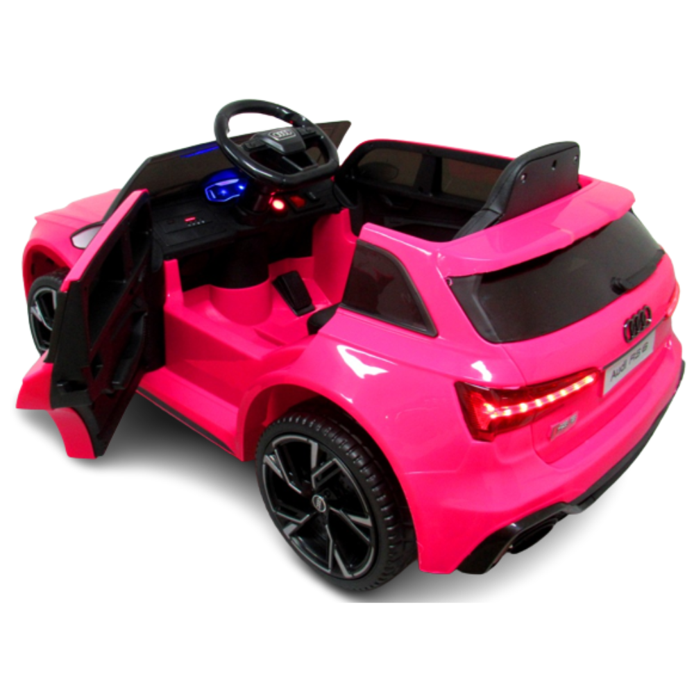 Coche Eléctrico para Niños AUDI RS6 12v Rosa c/ RUEDAS DE GOMA & ASIENTO DE PIEL