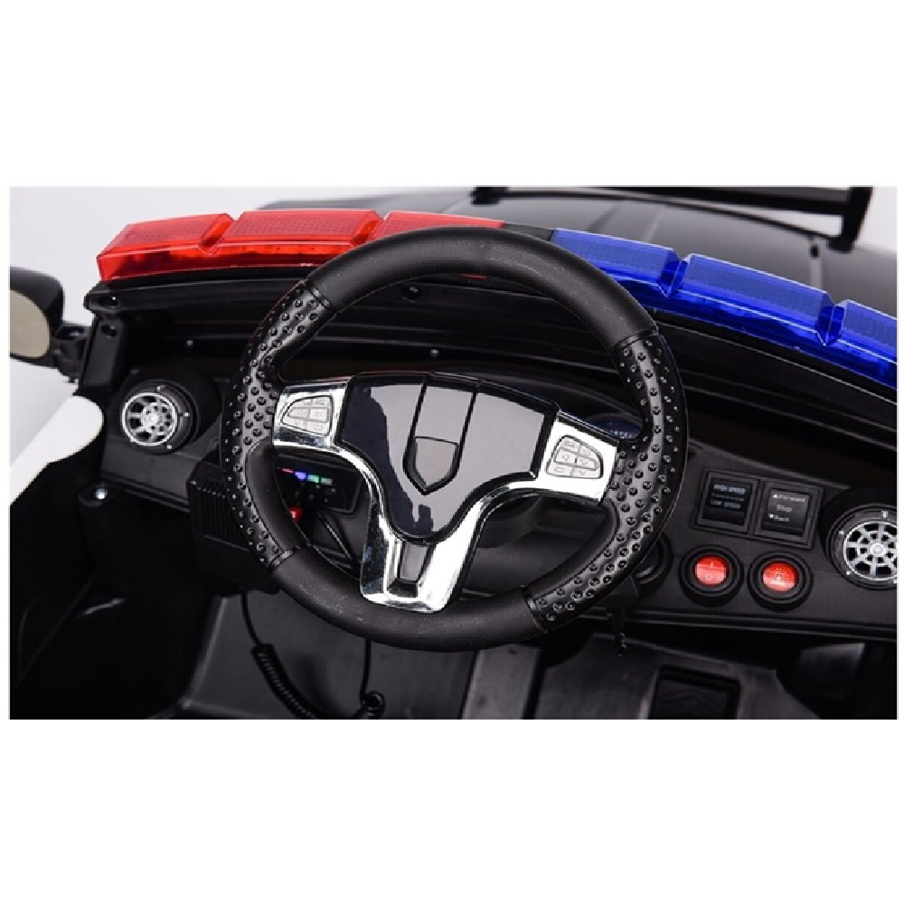 Coche Eléctrico para niño Policía 12v c/ RODAS DE BORRACHA & ASIENTO EN PELE