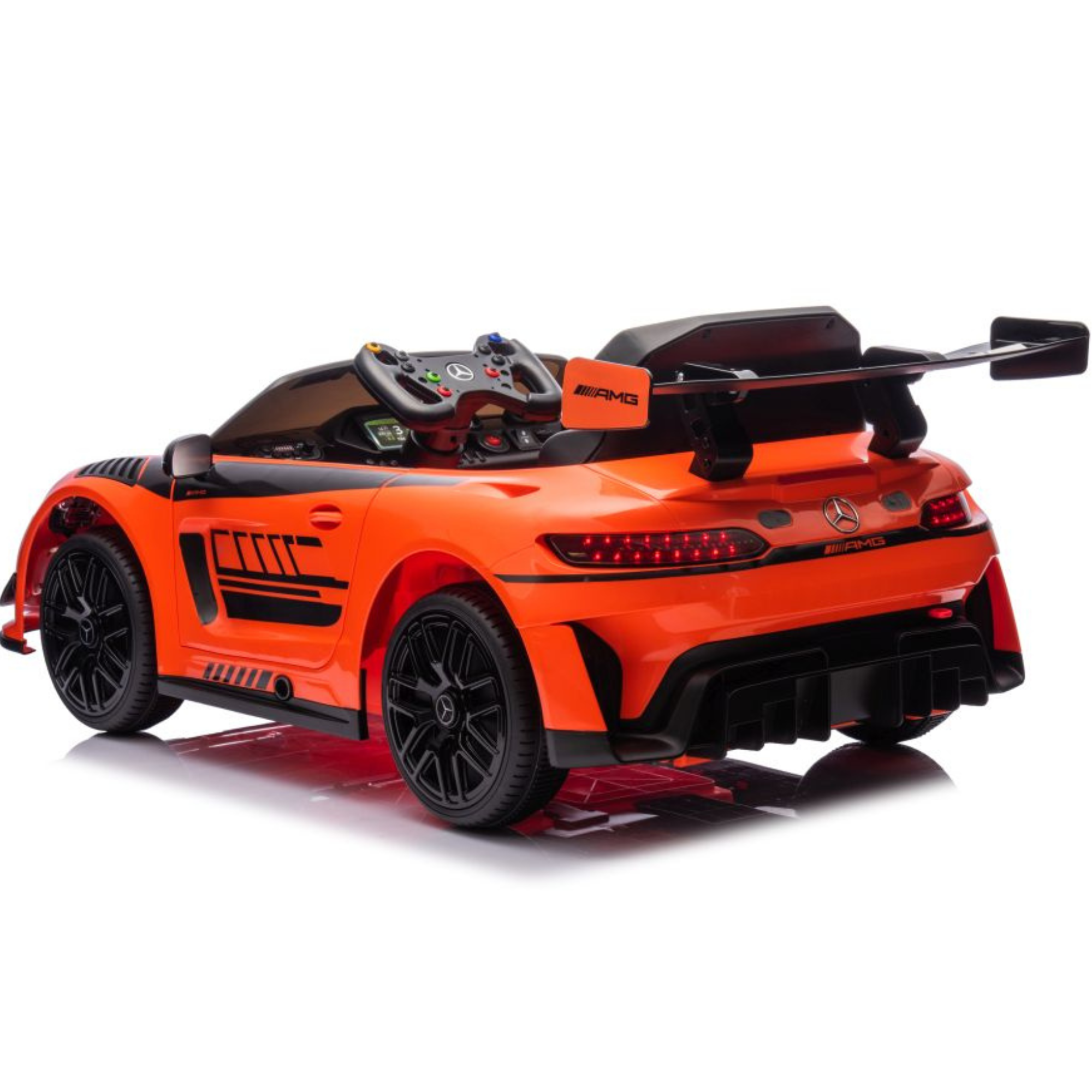 Coche Eléctrico para Niños MERCEDES GT3 Deluxe 12v Naranja c/ RUEDAS DE GOMA & ASIENTO DE PIEL
