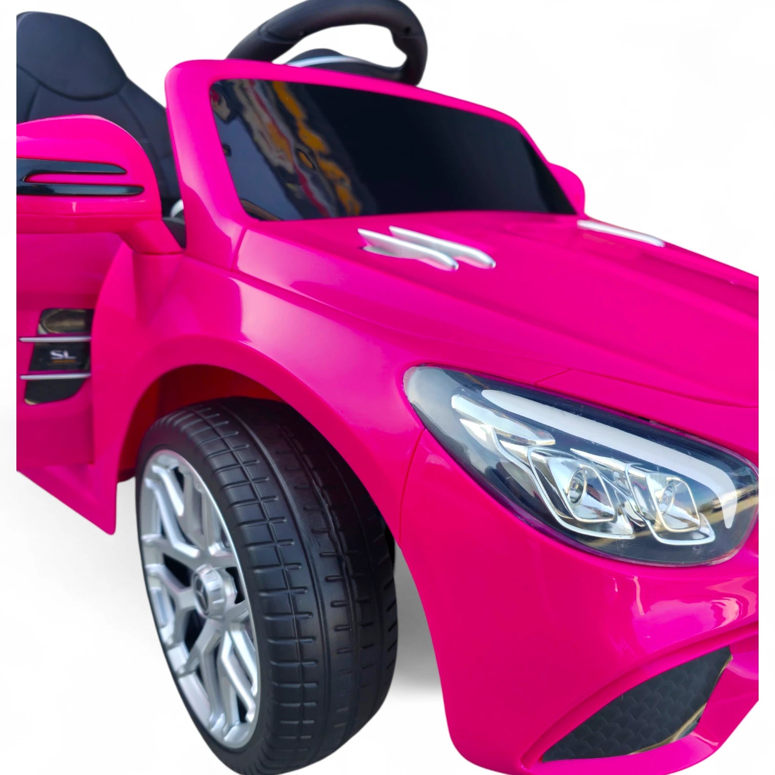 Coche Eléctrico para Niño MERCEDES SL500 12V Rosa c/ RODAS DE BORRACHA & ASIENTO EN PELE