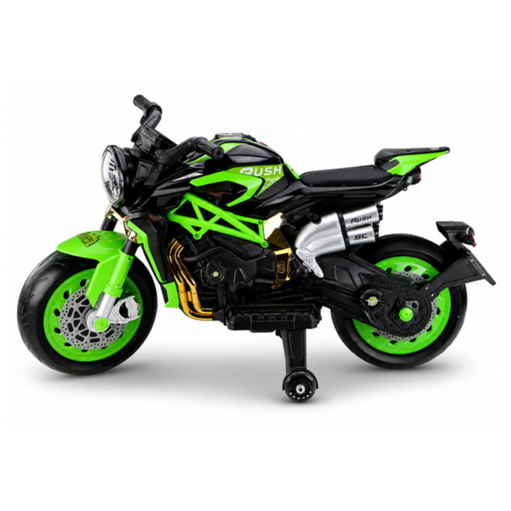 Moto Eléctrica para Niños BM Style 12v Blanca con RUEDAS DE GOMA y ASIENTO DE PIEL ECOLÓGICA