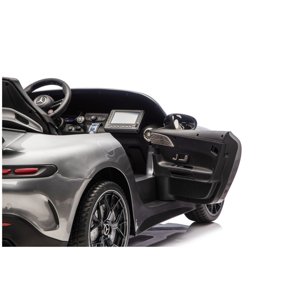 Coche Eléctrico para Niño MERCEDES GT63 24v XXL Gris Metalizado c/ MP4, RUEDAS DE GOMA & ASIENTO DE PIEL