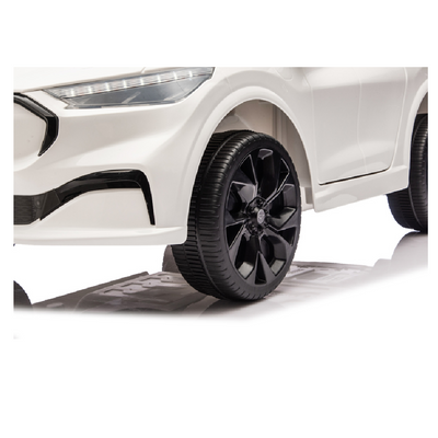 Coche Eléctrico para niño FORD MUSTANG MACH-E 24v Blanco c/ RODAS DE BORRACHA & ASIENTO EN PELE
