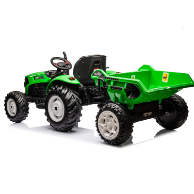 Tractor Eléctrico para Niño GROW c/ Remolque 24v Verde c/ RUEDAS DE GOMA