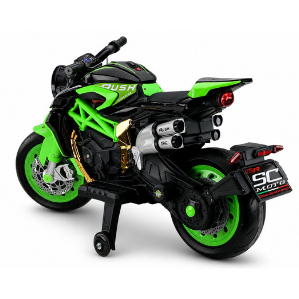 Moto Eléctrica para Niños BM Style 12v Blanca con RUEDAS DE GOMA y ASIENTO DE PIEL ECOLÓGICA