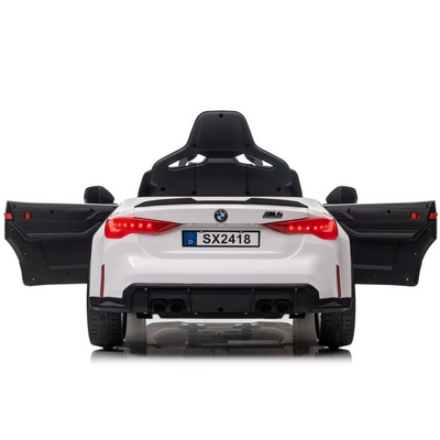 Carro Elétrico para Criança BMW M4 12v Branco c/ RODAS DE BORRACHA & ASSENTO EM PELE