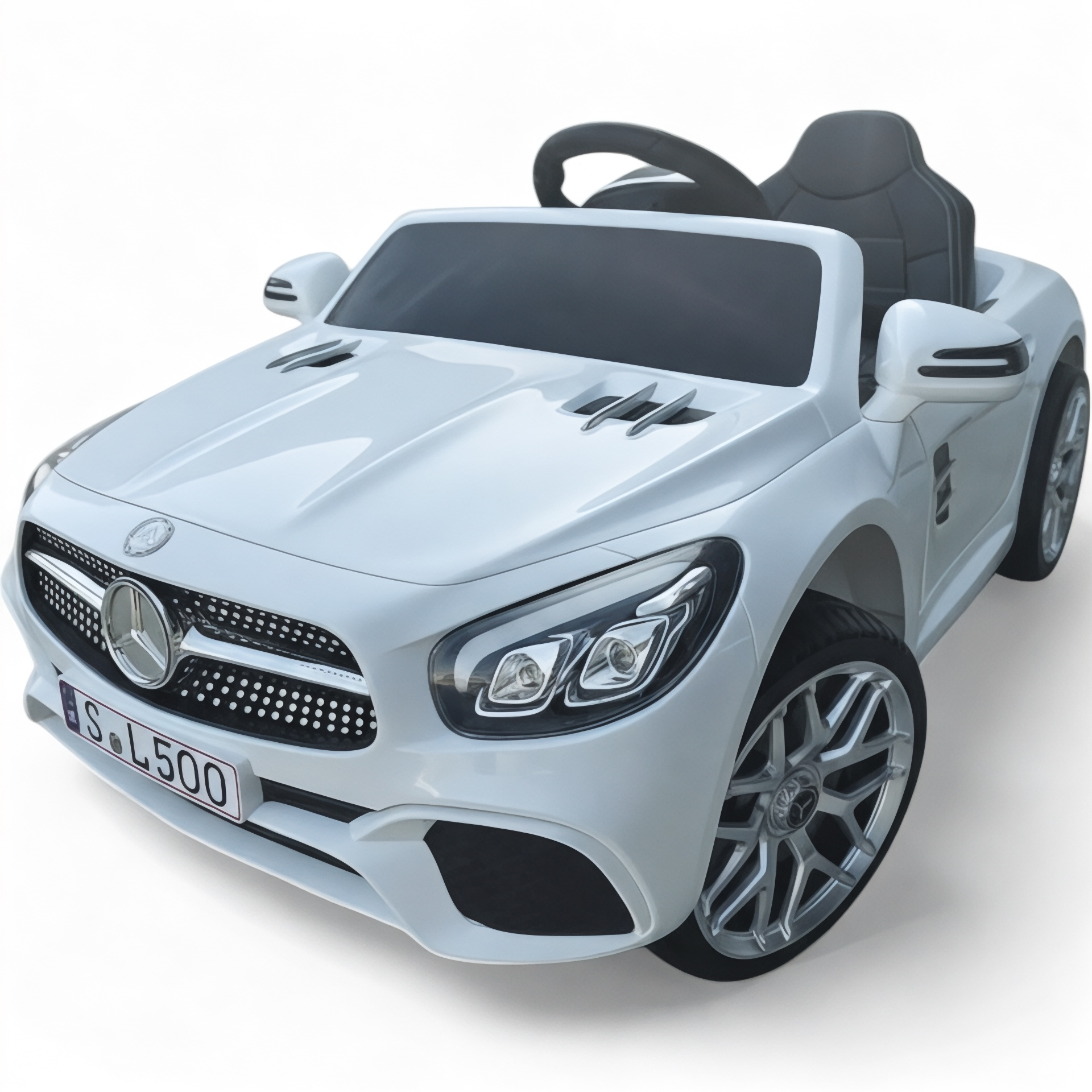 Coche Eléctrico para Niño MERCEDES SL500 12V Blanco c/ RODAS DE BORRACHA & ASIENTO EN PELE