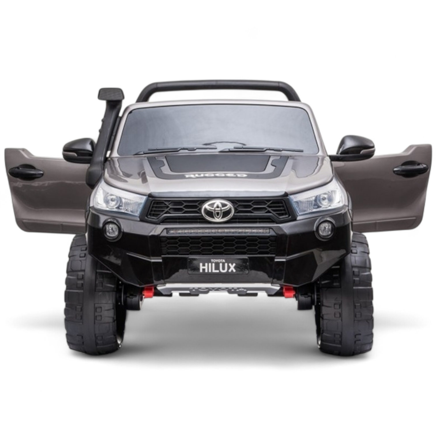 Coche Eléctrico para Niños TOYOTA HILUX Gris Metalizado 12v 4x4 c/ RUEDAS DE GOMA & ASIENTO DE PIEL
