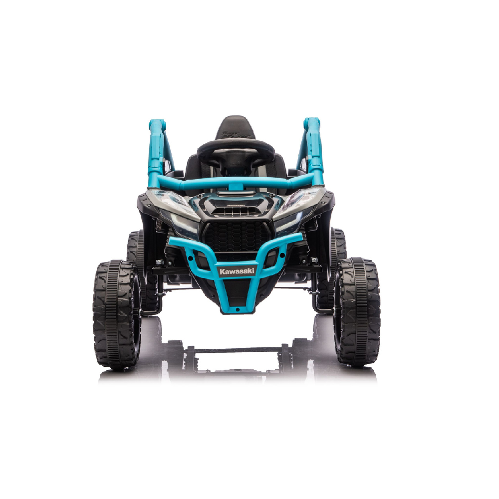 Coche Eléctrico para niño KAWASAKI 24V Negro y Azul c/ RUEDAS DE GOMA & ASIENTO DE PIEL