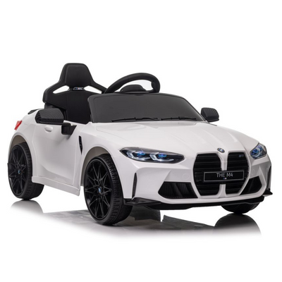 Carro Elétrico para Criança BMW M4 12v Branco c/ RODAS DE BORRACHA & ASSENTO EM PELE