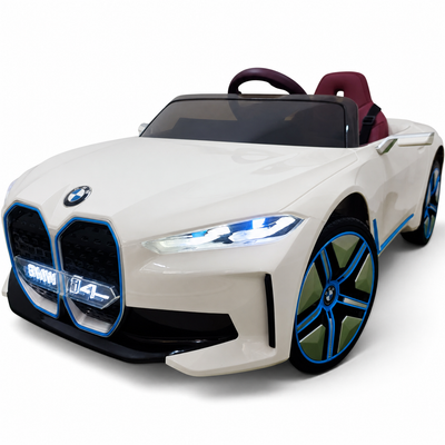  Coche Eléctrico para Niños BMW I4 12v BATERÍA DE LITIO Blanco c/ RUEDAS DE GOMA & ASIENTO DE PIEL