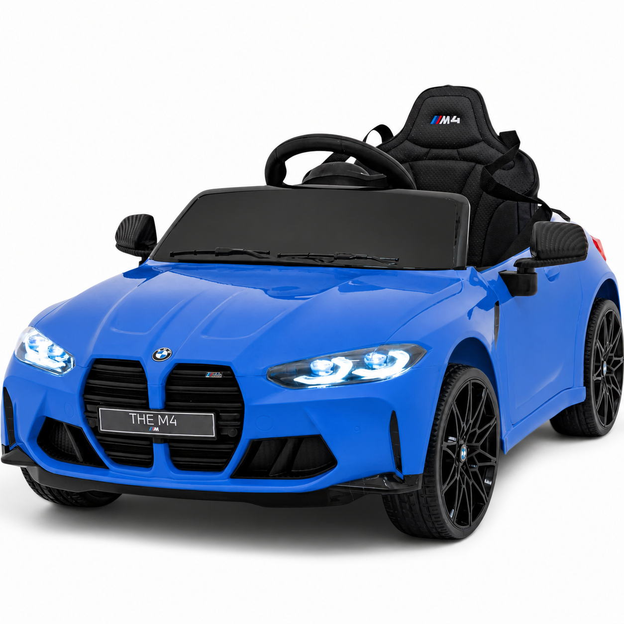 Coche Eléctrico para Niños BMW M4 12v Azul BATERÍA DE LITIO con RUEDAS DE GOMA y ASIENTO DE PIEL