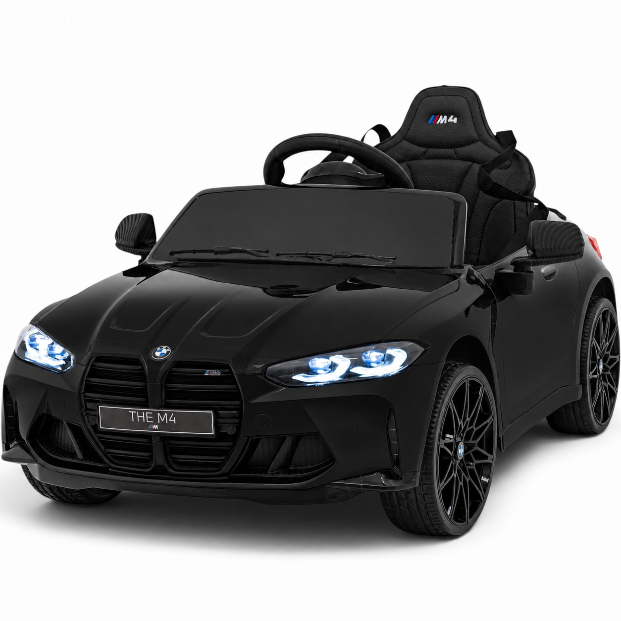 Coche Eléctrico para Niños BMW M4 12v Negro BATERÍA DE LITIO con RUEDAS DE GOMA y ASIENTO DE PIEL