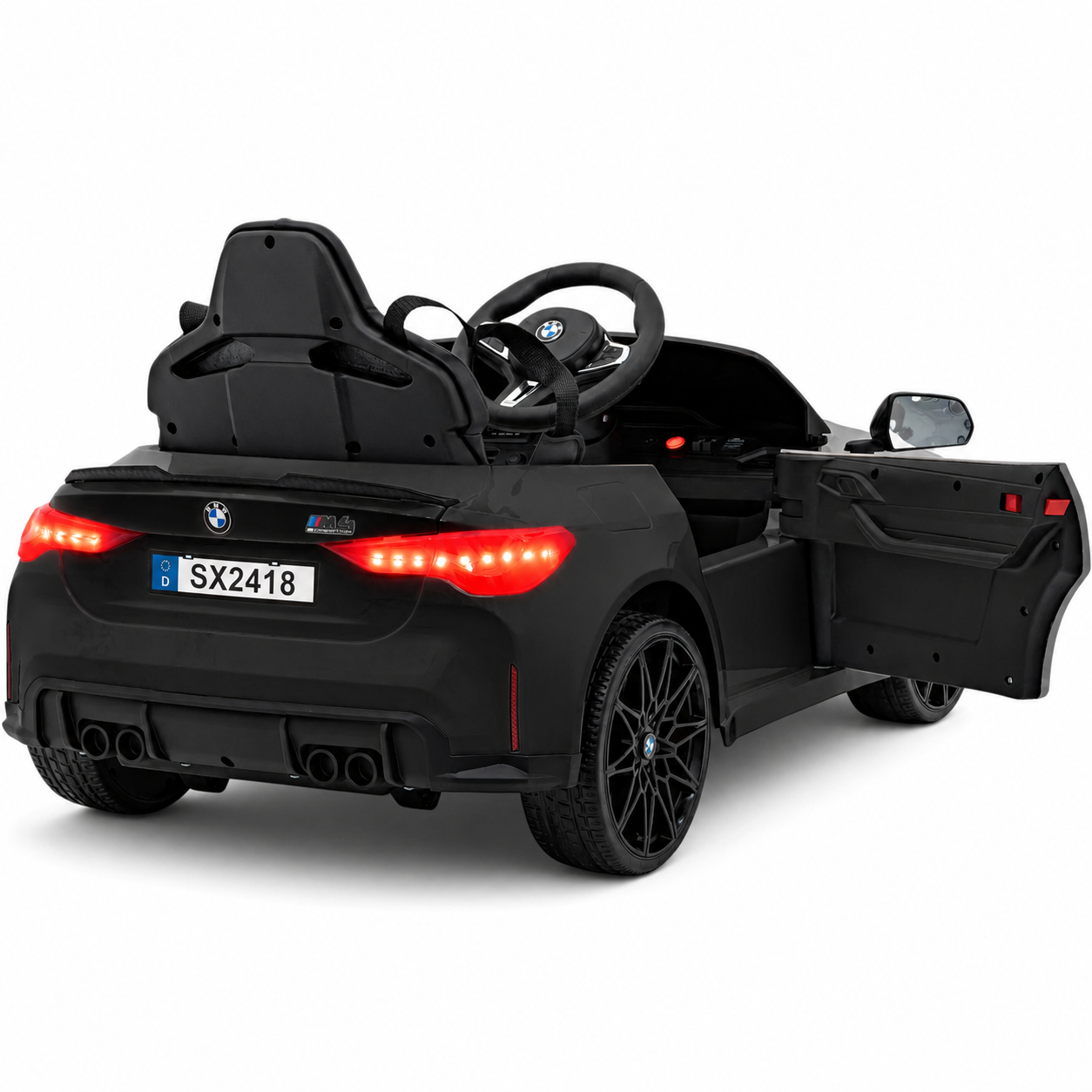 Coche Eléctrico para Niños BMW M4 12v Negro BATERÍA DE LITIO con RUEDAS DE GOMA y ASIENTO DE PIEL