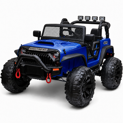 Carro Elétrico para Criança Jipe BROTHERS 24v Azul Metalizado c/ RODAS DE BORRACHA & ASSENTO EM PELE