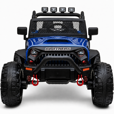 Carro Elétrico para Criança Jipe BROTHERS 24v Azul Metalizado c/ RODAS DE BORRACHA & ASSENTO EM PELE