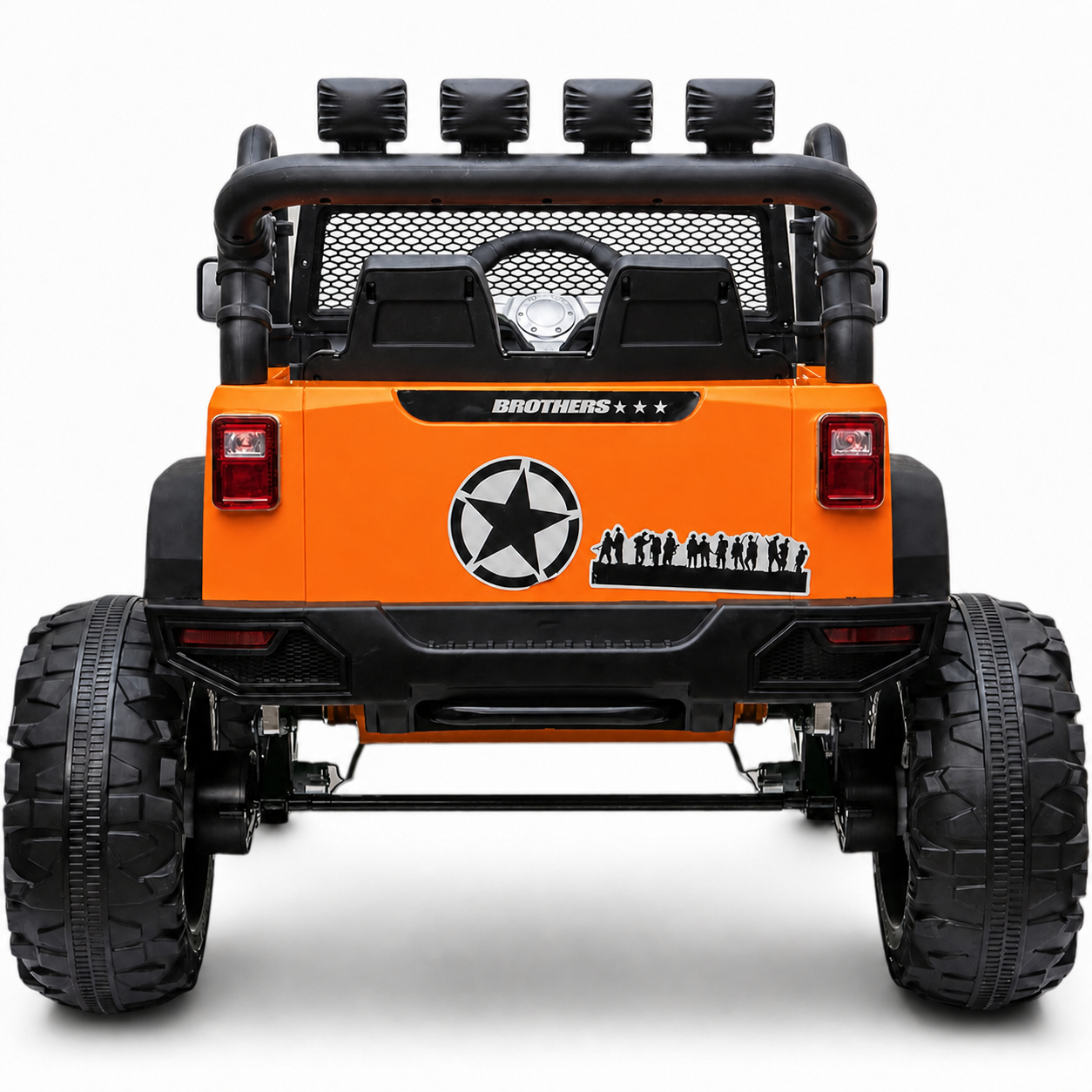 Carro Elétrico para Criança Jipe BROTHERS 24v Laranja c/ RODAS DE BORRACHA & ASSENTO EM PELE
