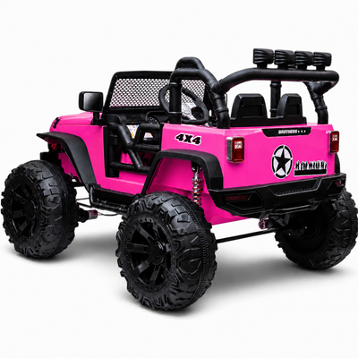 Carro Elétrico para Criança Jipe BROTHERS 24v Rosa c/ RODAS DE BORRACHA & ASSENTO EM PELE