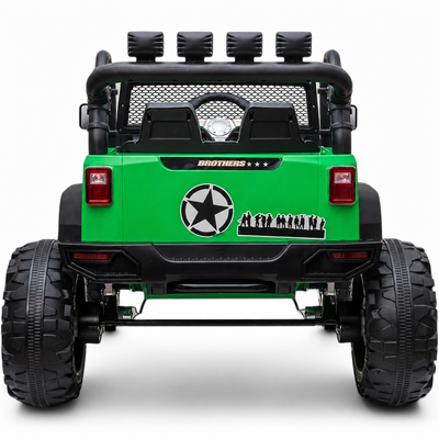 Carro Elétrico para Criança Jipe BROTHERS 24v Verde c/ RODAS DE BORRACHA & ASSENTO EM PELE