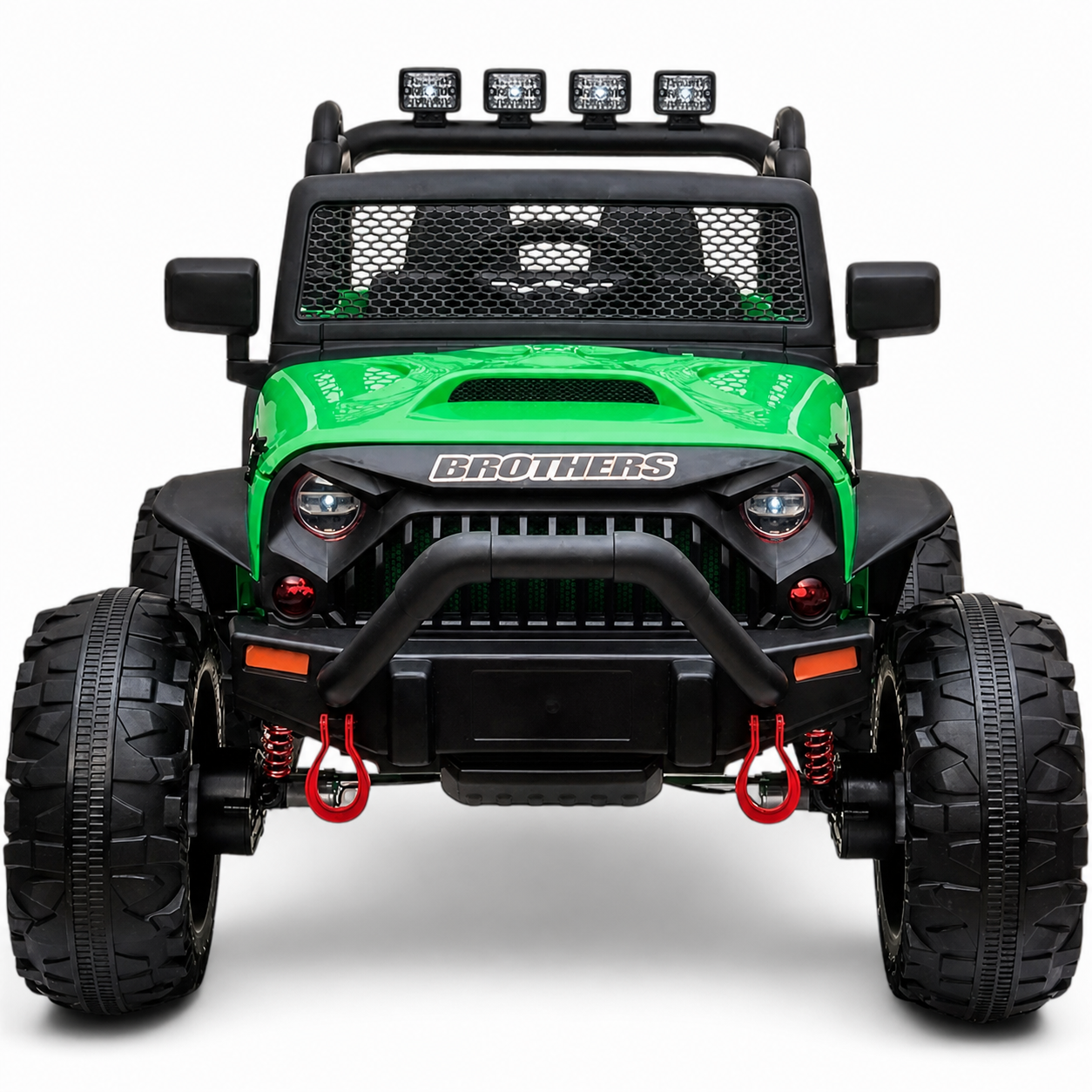 Carro Elétrico para Criança Jipe BROTHERS 24v Verde c/ RODAS DE BORRACHA & ASSENTO EM PELE