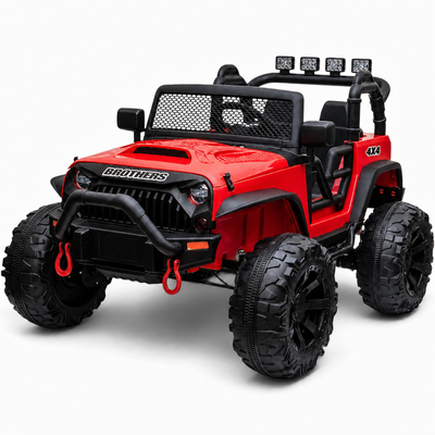 Coche Eléctrico para Niños Jipe BROTHERS 24v Rojo con RUEDAS DE GOMA y ASIENTO DE PIEL