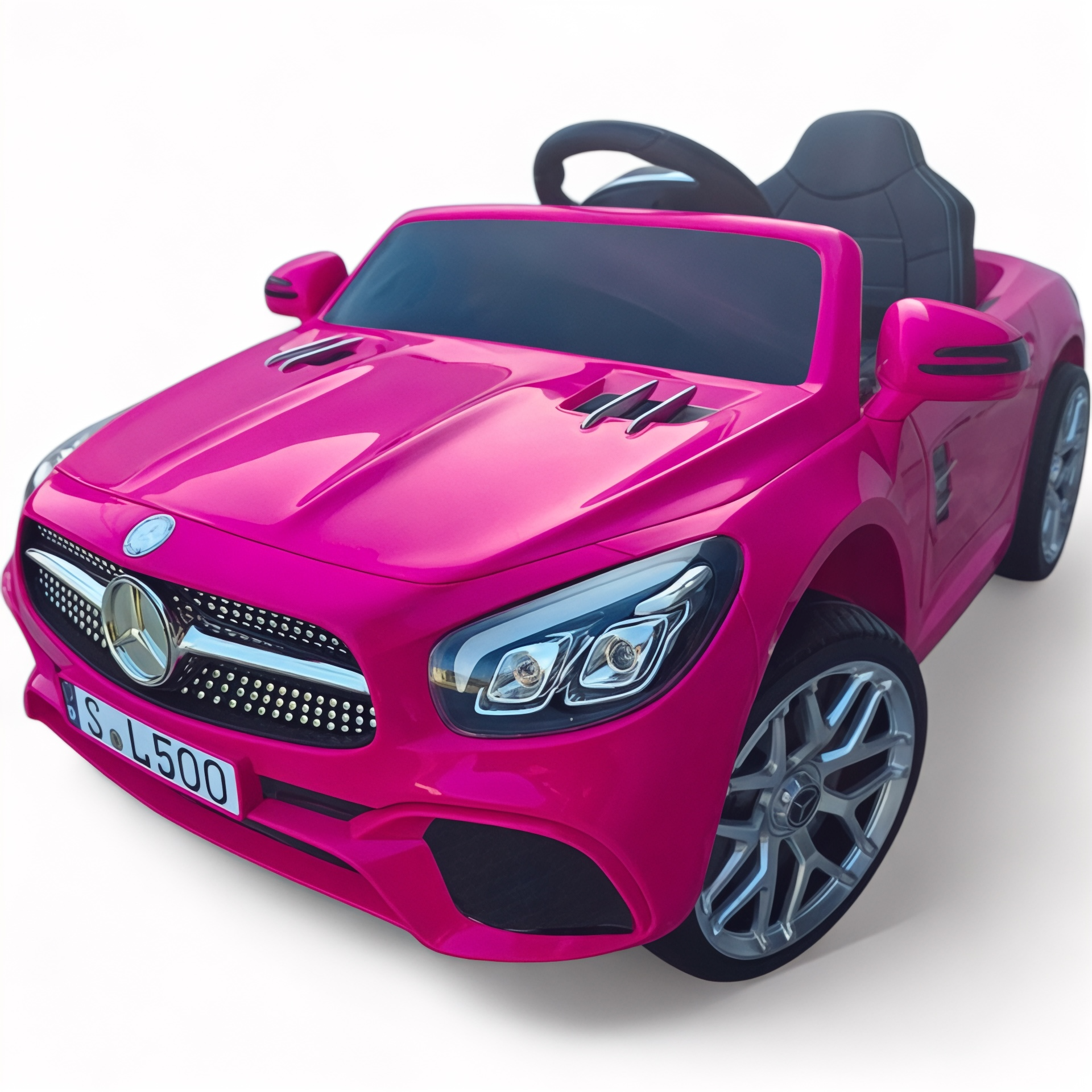 Coche Eléctrico para Niño MERCEDES SL500 12V Rosa c/ RODAS DE BORRACHA & ASIENTO EN PELE