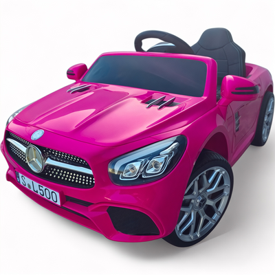 Coche Eléctrico para Niño MERCEDES SL500 12V Rosa c/ RODAS DE BORRACHA & ASIENTO EN PELE