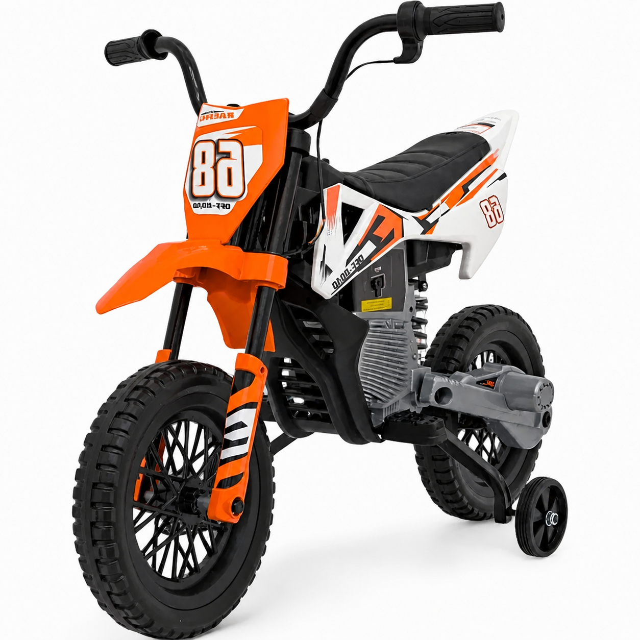 Moto Eléctrica para Niños estilo CROSS 12v Naranja c/ RUEDAS DE GOMA & ASIENTO DE PIEL