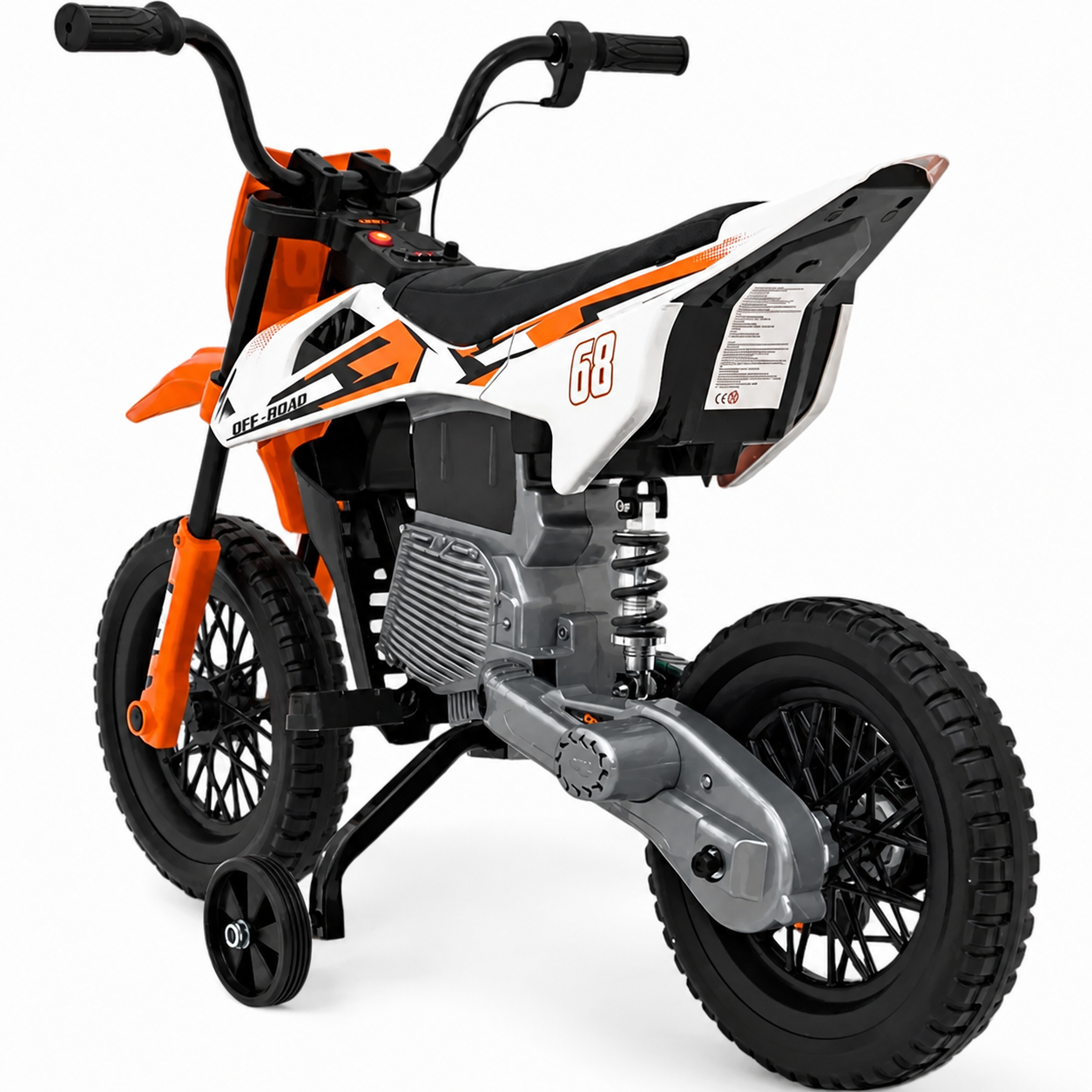 Moto Eléctrica para Niños estilo CROSS 12v Naranja c/ RUEDAS DE GOMA & ASIENTO DE PIEL