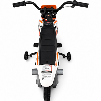 Moto Eléctrica para Niños estilo CROSS 12v Naranja c/ RUEDAS DE GOMA & ASIENTO DE PIEL