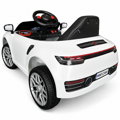Coche Eléctrico para Niños FUNDRIVE 12v Blanco c/ RUEDAS DE GOMA & ASIENTO DE PIEL