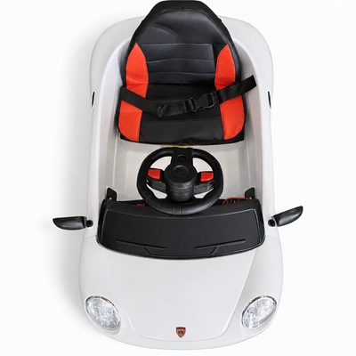 Coche Eléctrico para Niños FUNDRIVE 12v Blanco c/ RUEDAS DE GOMA & ASIENTO DE PIEL