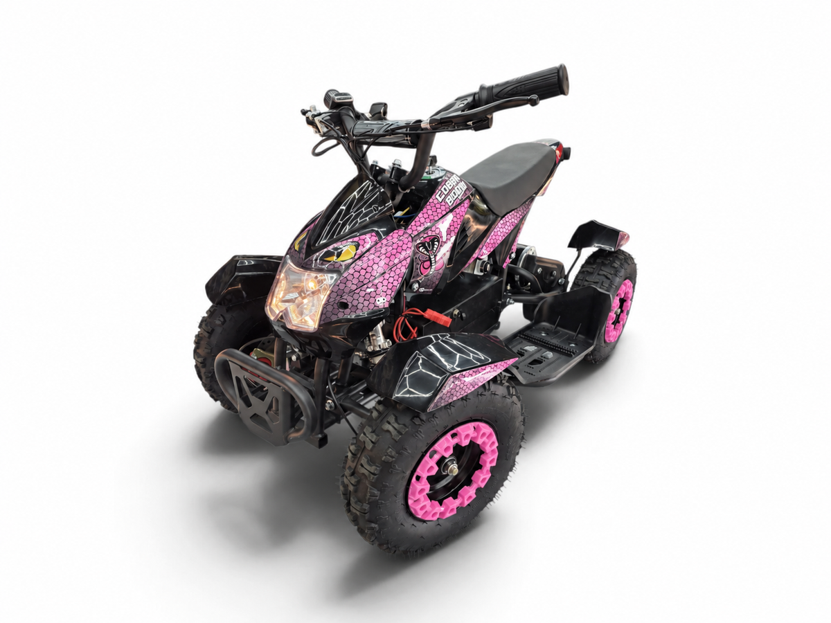 Mota Elétrica para Criança QUAD COBRA 800W 36v Rosa c/ TRAVÕES DE DISCO, SUSPENSÃO & MARCHA-ATRÁS