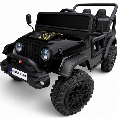 Carro Elétrico para Criança FJ LAND 24v Preto c/ RODAS DE BORRACHA & ASSENTO EM PELE