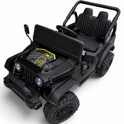Carro Elétrico para Criança FJ LAND 24v Preto c/ RODAS DE BORRACHA & ASSENTO EM PELE