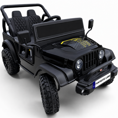 Carro Elétrico para Criança FJ LAND 24v Preto c/ RODAS DE BORRACHA & ASSENTO EM PELE