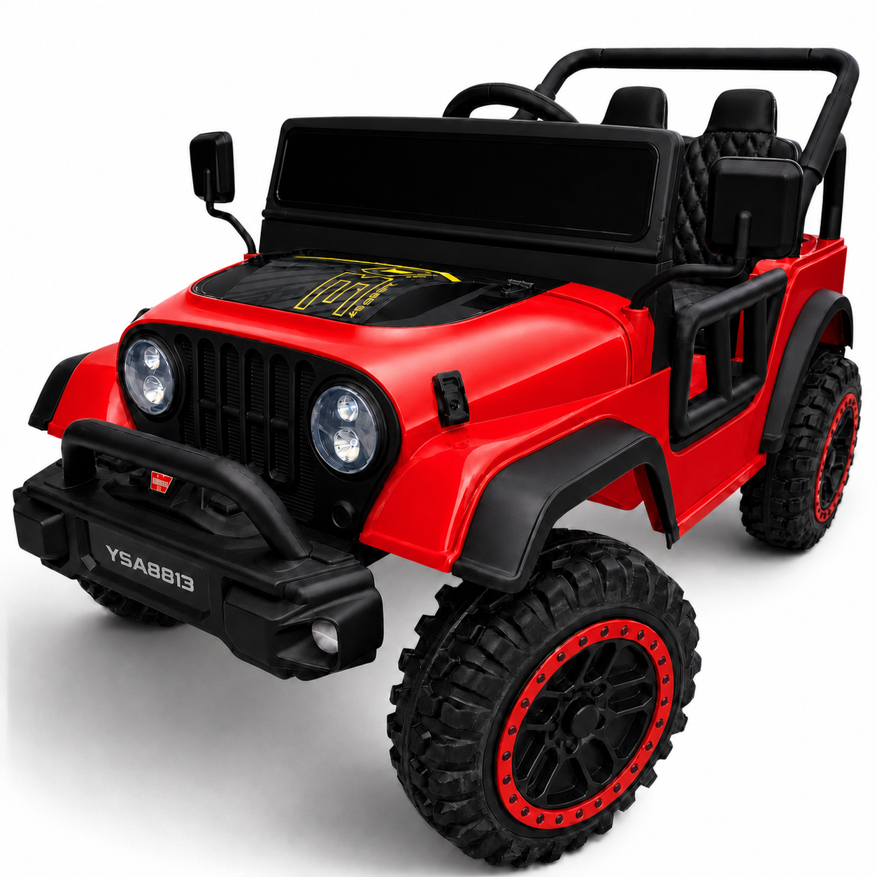 Carro Elétrico para Criança FJ LAND 24v Vermelho c/ RODAS DE BORRACHA & ASSENTO EM PELE
