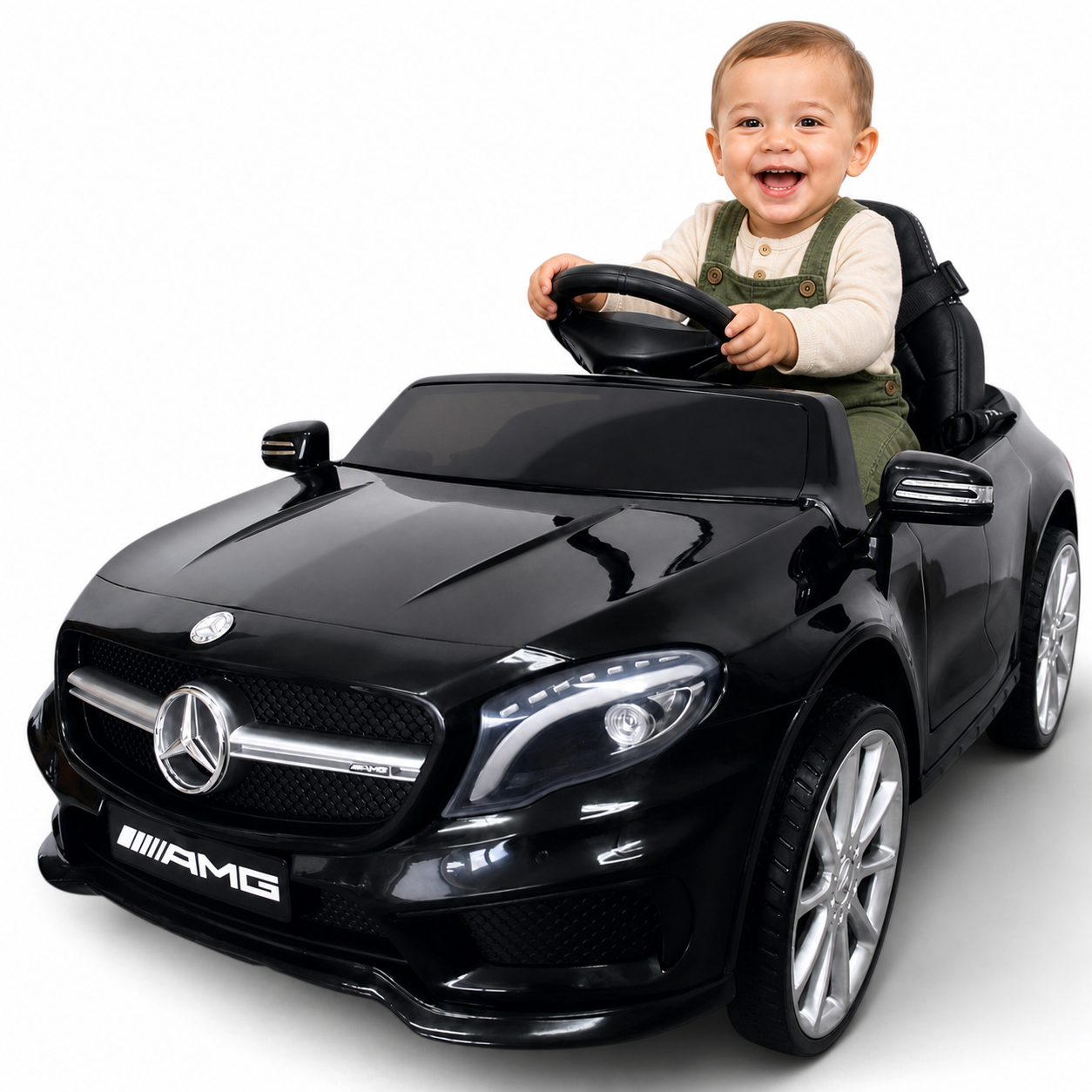 Carro Elétrico para Criança MERCEDES GLA45 12V Preto c/ RODAS DE BORRACHA E ASSENTO EM PELE