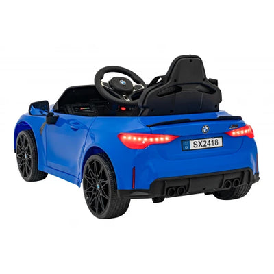 Carro Elétrico para Criança BMW M4 12v Azul BATERIA DE LITIO c/ RODAS DE BORRACHA & ASSENTO EM PELE
