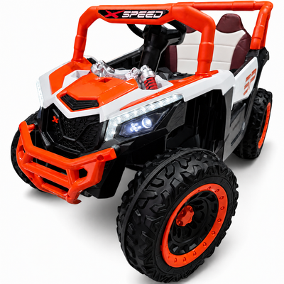 Carro Elétrico para Criança BUGGY XSPEED 12v Laranja c/ RODAS DE BORRACHA & ASSENTO EM PELE