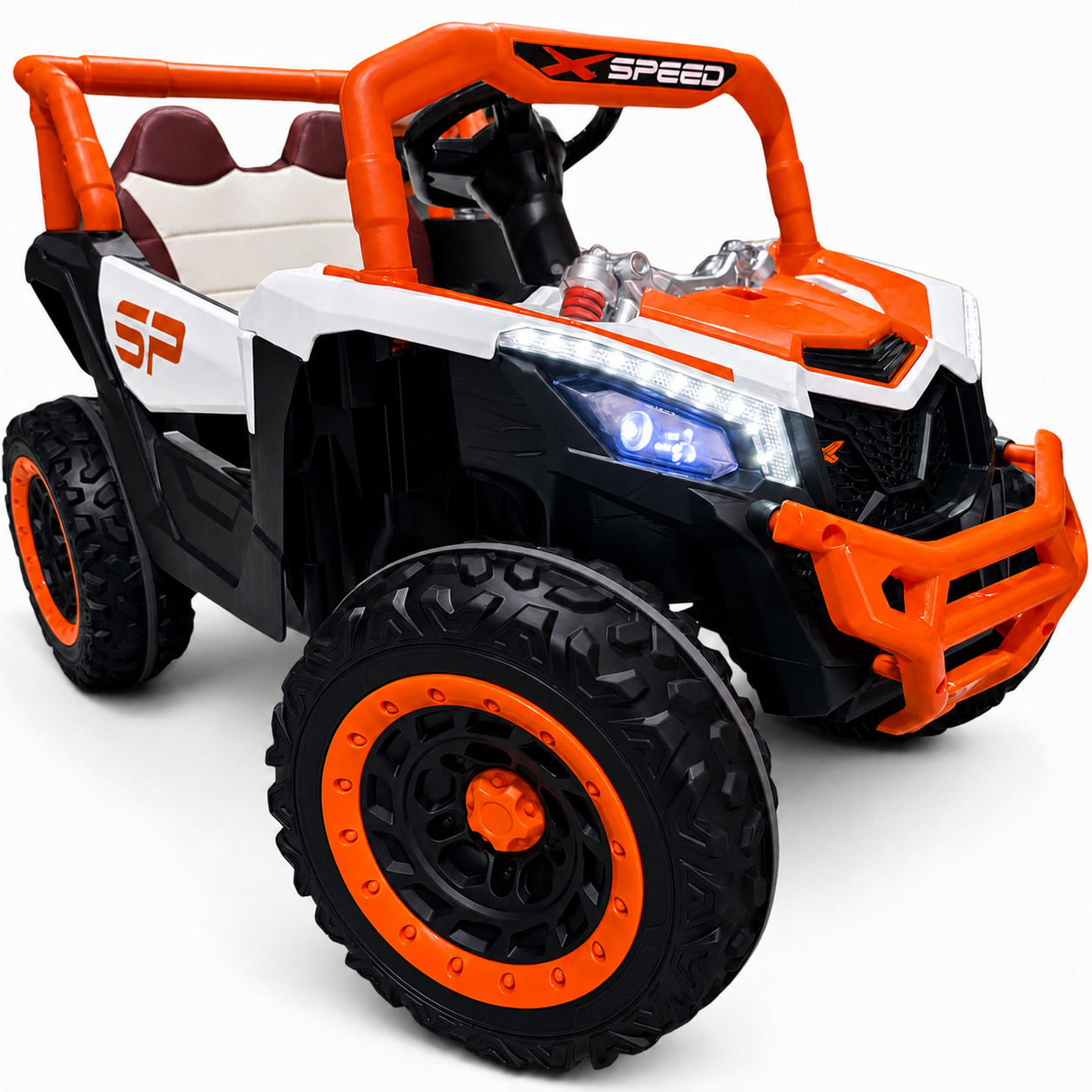 Carro Elétrico para Criança BUGGY XSPEED 12v Laranja c/ RODAS DE BORRACHA & ASSENTO EM PELE