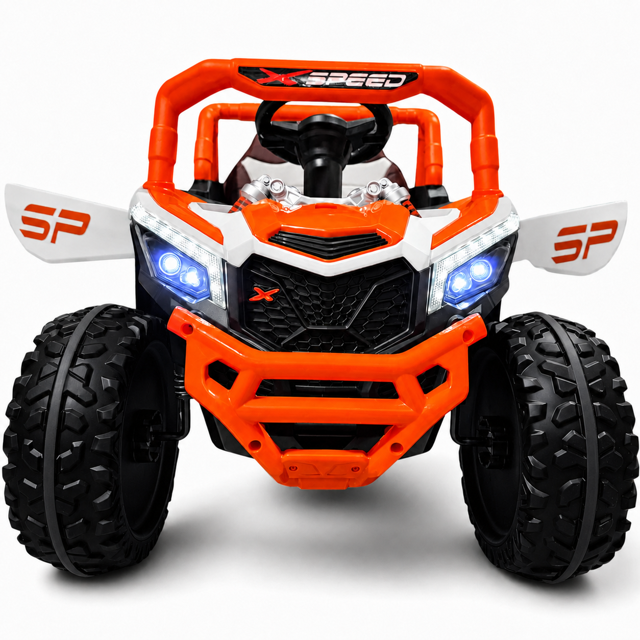 Carro Elétrico para Criança BUGGY XSPEED 12v Laranja c/ RODAS DE BORRACHA & ASSENTO EM PELE