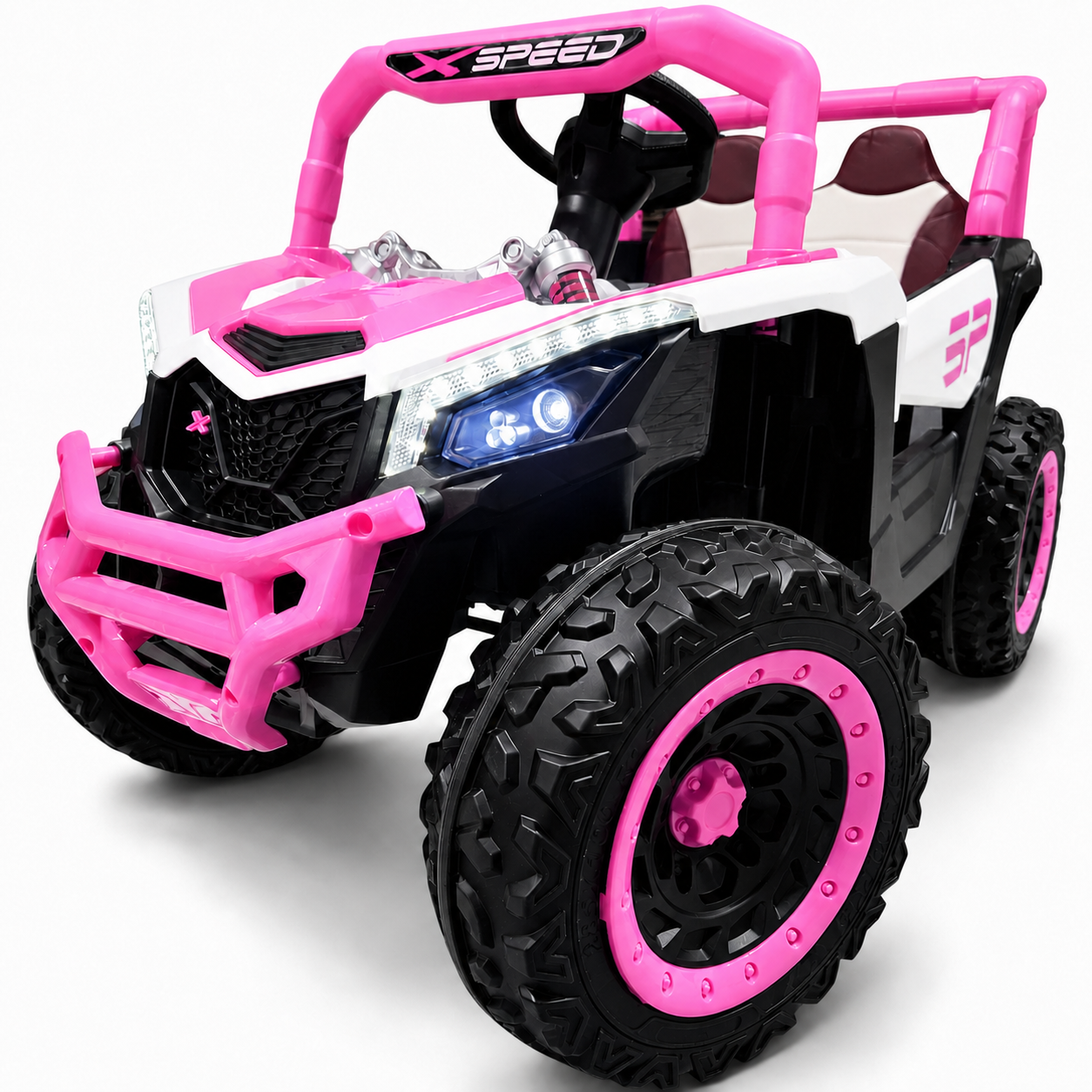 Carro Elétrico para Criança BUGGY XSPEED 12v Rosa c/ RODAS DE BORRACHA & ASSENTO EM PELE